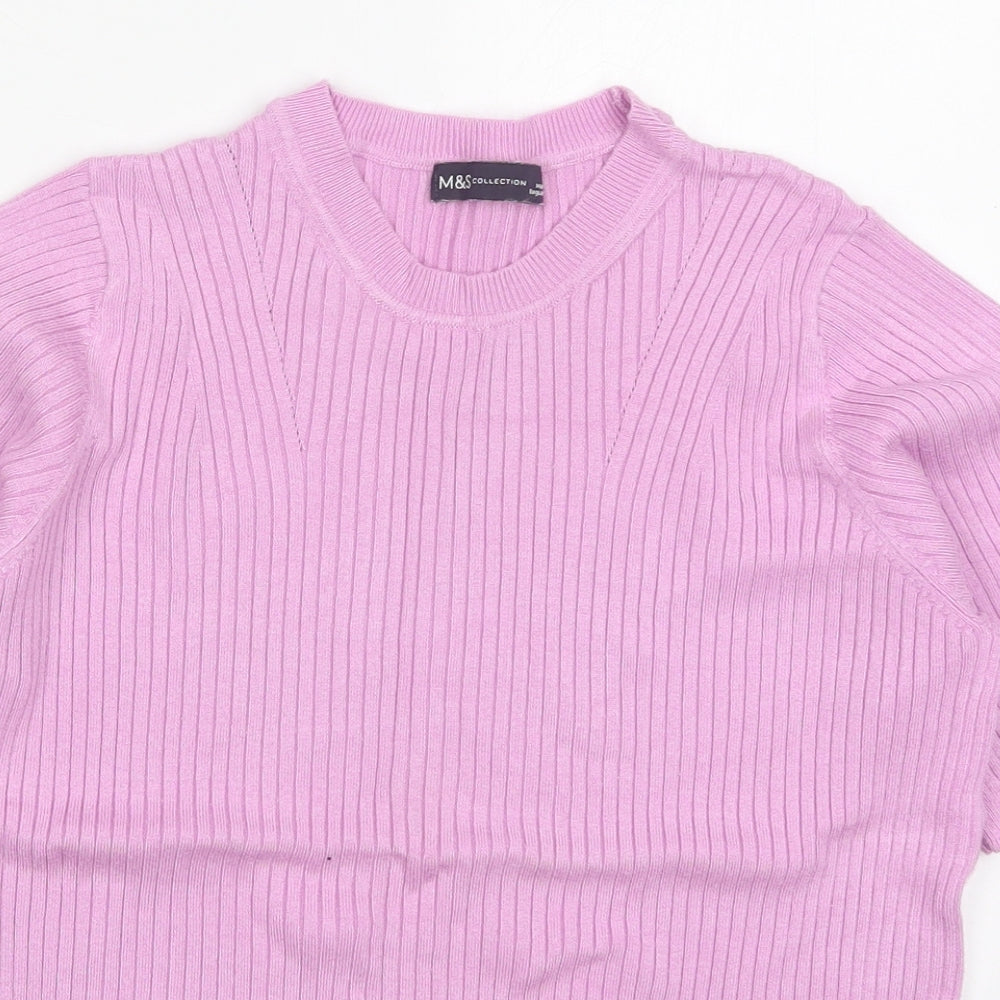 Marks and Spencer Womens Pink Crew Neck  Viscose Pullover Jumper Size 14