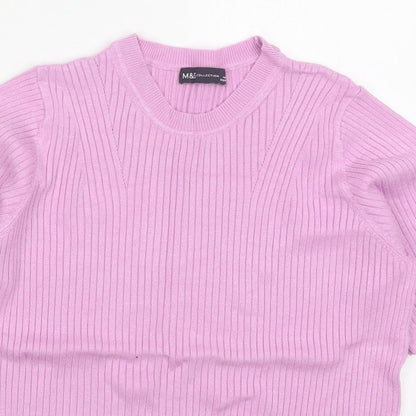 Marks and Spencer Womens Pink Crew Neck  Viscose Pullover Jumper Size 14