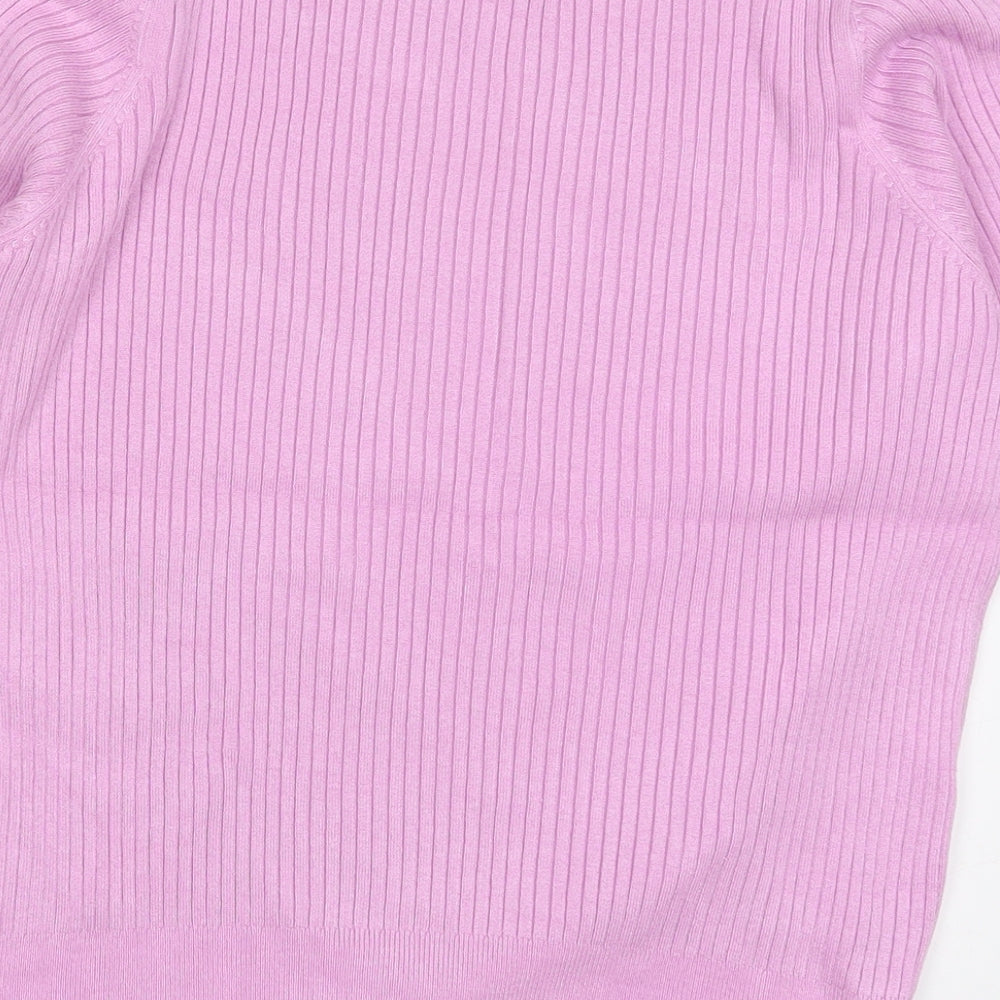 Marks and Spencer Womens Pink Crew Neck  Viscose Pullover Jumper Size 14