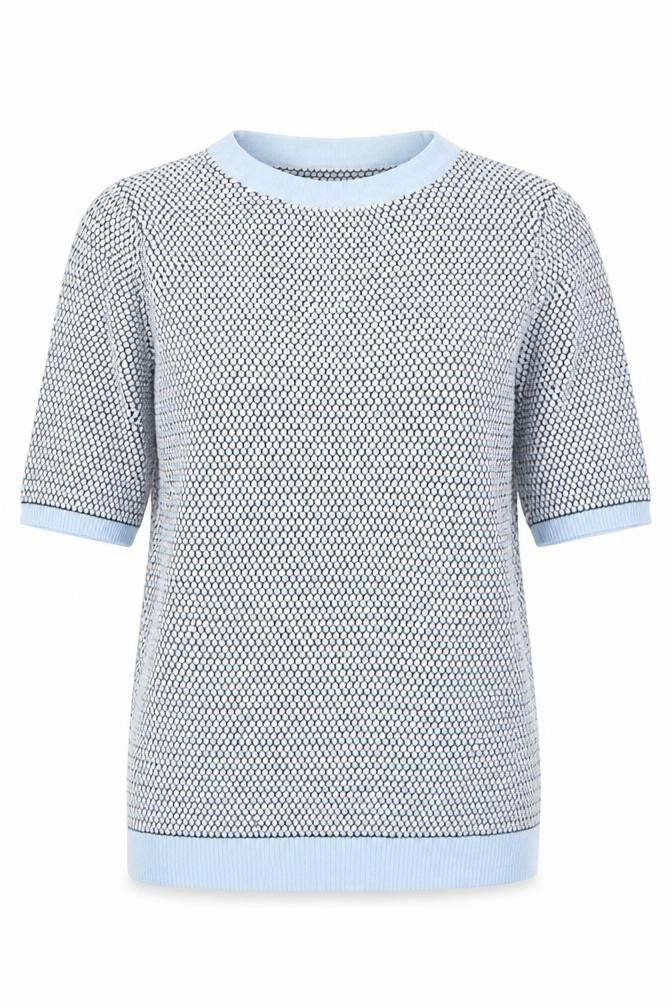Savida Womens Blue Polka Dot Viscose Basic T-Shirt Size M Round Neck