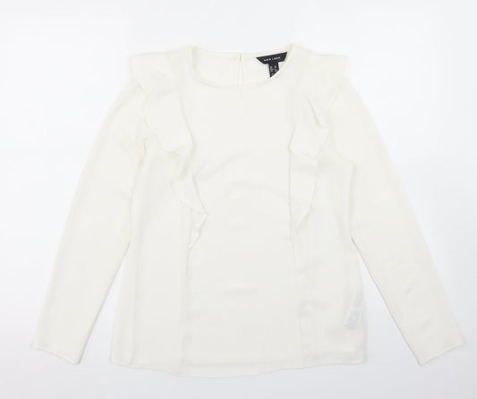 Womens UK Size 10 New Look Ivory Basic Blouse