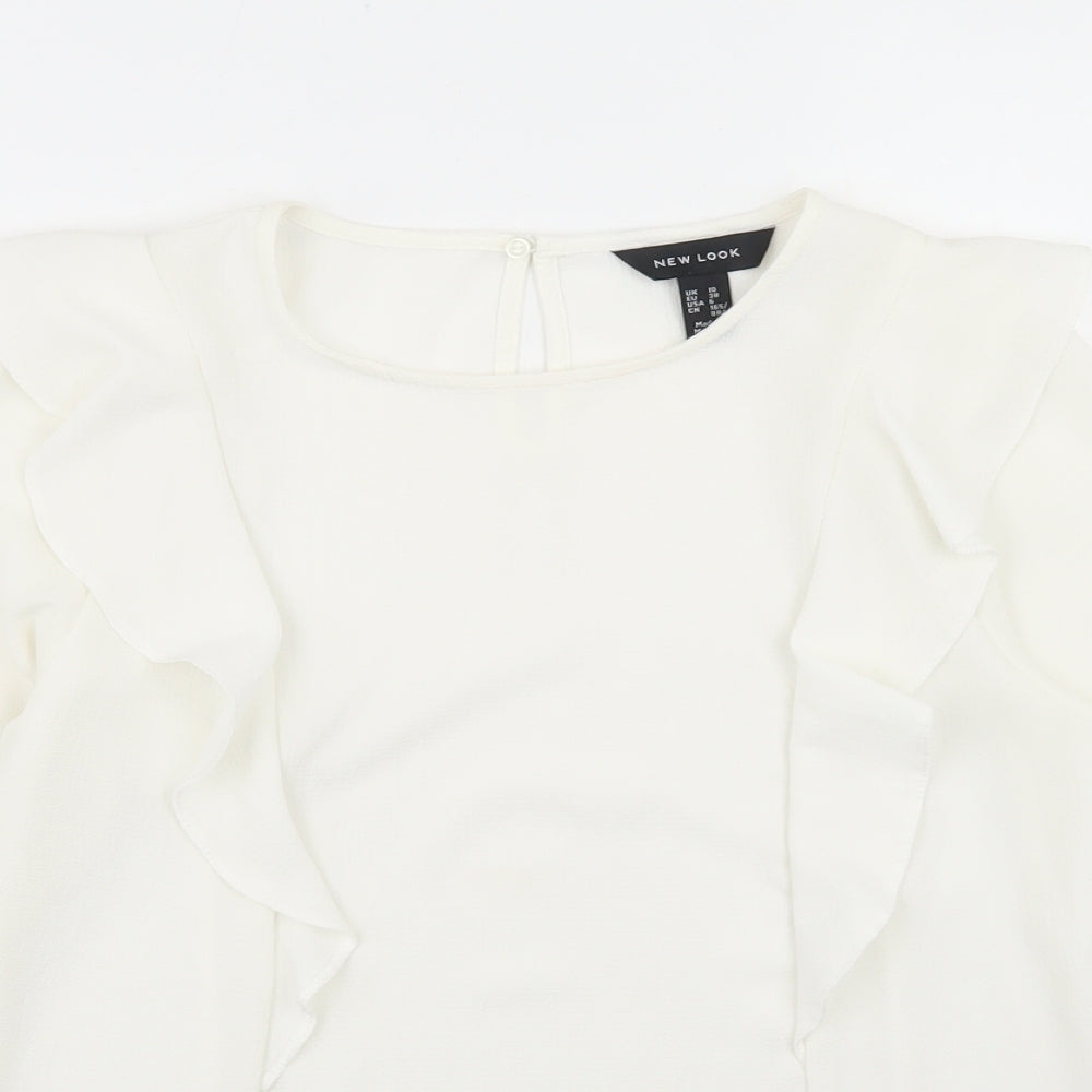 Womens UK Size 10 New Look Ivory Basic Blouse