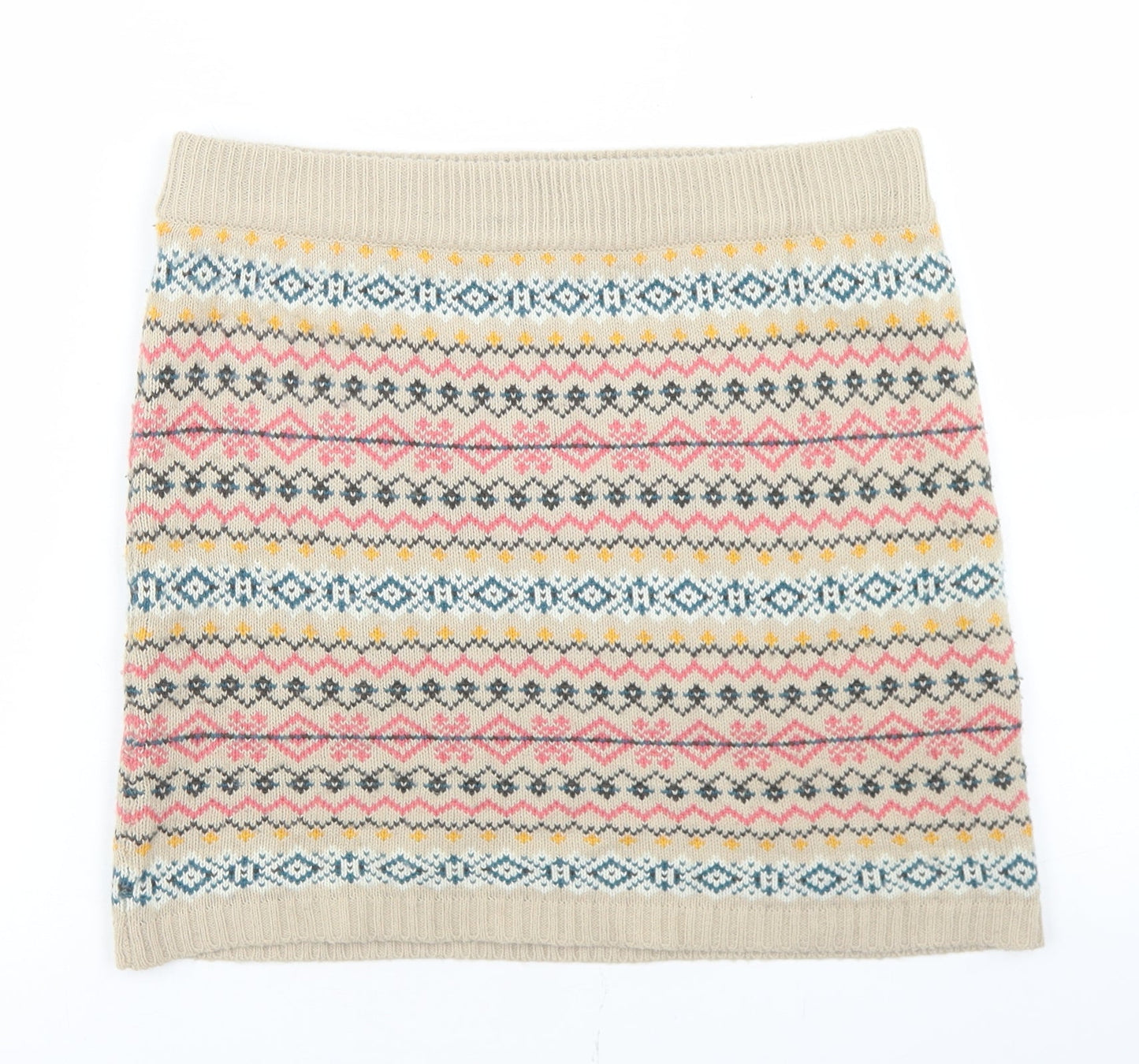 Atmosphere Womens Beige Fair Isle Acrylic A-Line Skirt Size 12