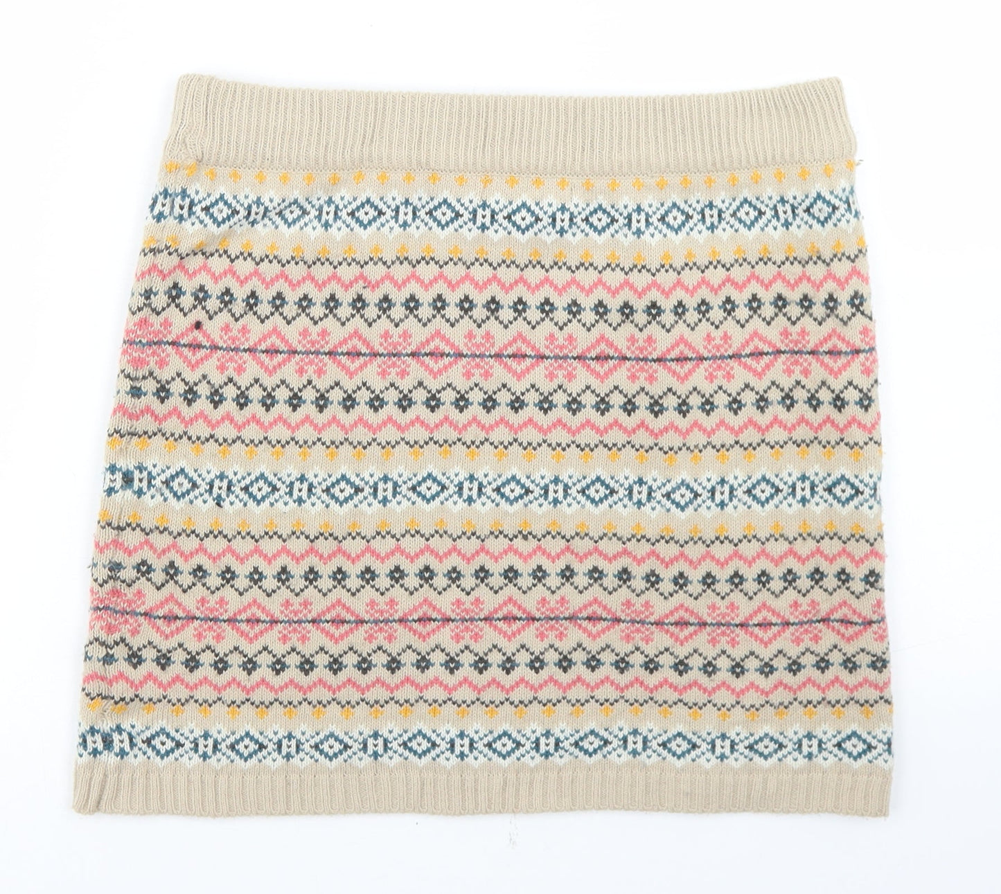 Atmosphere Womens Beige Fair Isle Acrylic A-Line Skirt Size 12