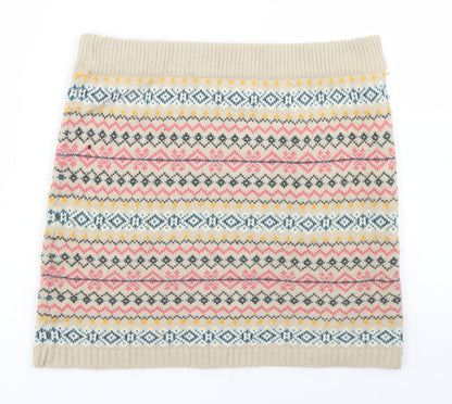 Atmosphere Womens Beige Fair Isle Acrylic A-Line Skirt Size 12
