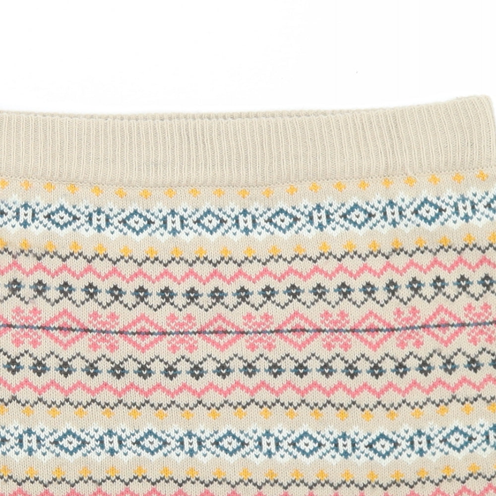 Atmosphere Womens Beige Fair Isle Acrylic A-Line Skirt Size 12