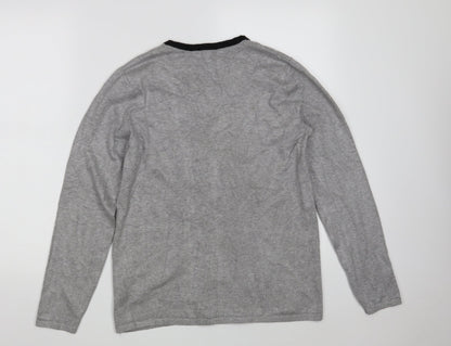 Love Knitwear Womens Grey Square Neck Geometric Viscose Pullover Jumper Size 12