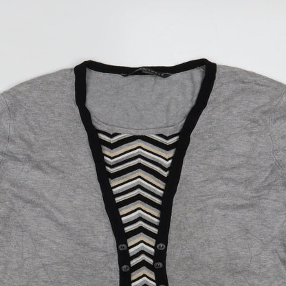 Love Knitwear Womens Grey Square Neck Geometric Viscose Pullover Jumper Size 12