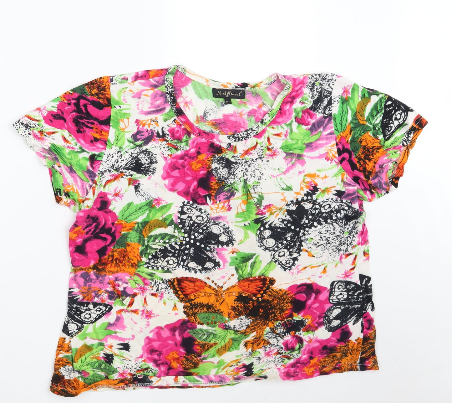 Womens UK Size M Mudflower Multicoloured Basic T-Shirt