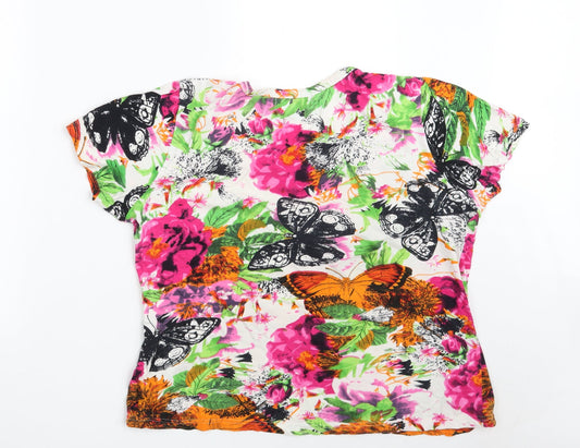 Womens UK Size M Mudflower Multicoloured Basic T-Shirt