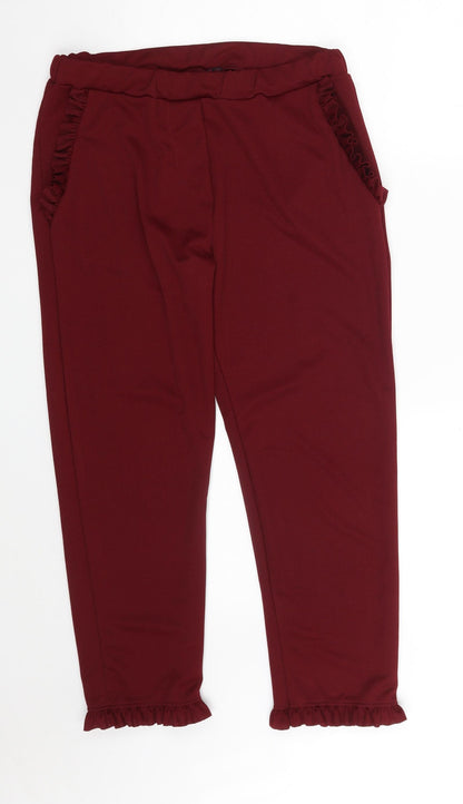 Missi Womens Red  Polyester Cropped Trousers Size 14 L24 in Regular