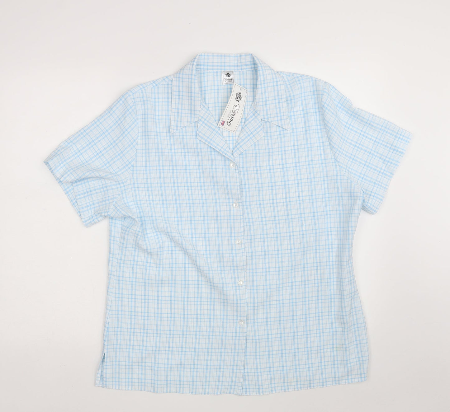 Womens UK Size 18 Emma Collection Blue Basic Button-Up