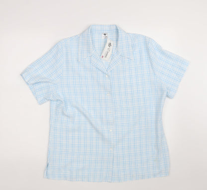 Womens UK Size 18 Emma Collection Blue Basic Button-Up
