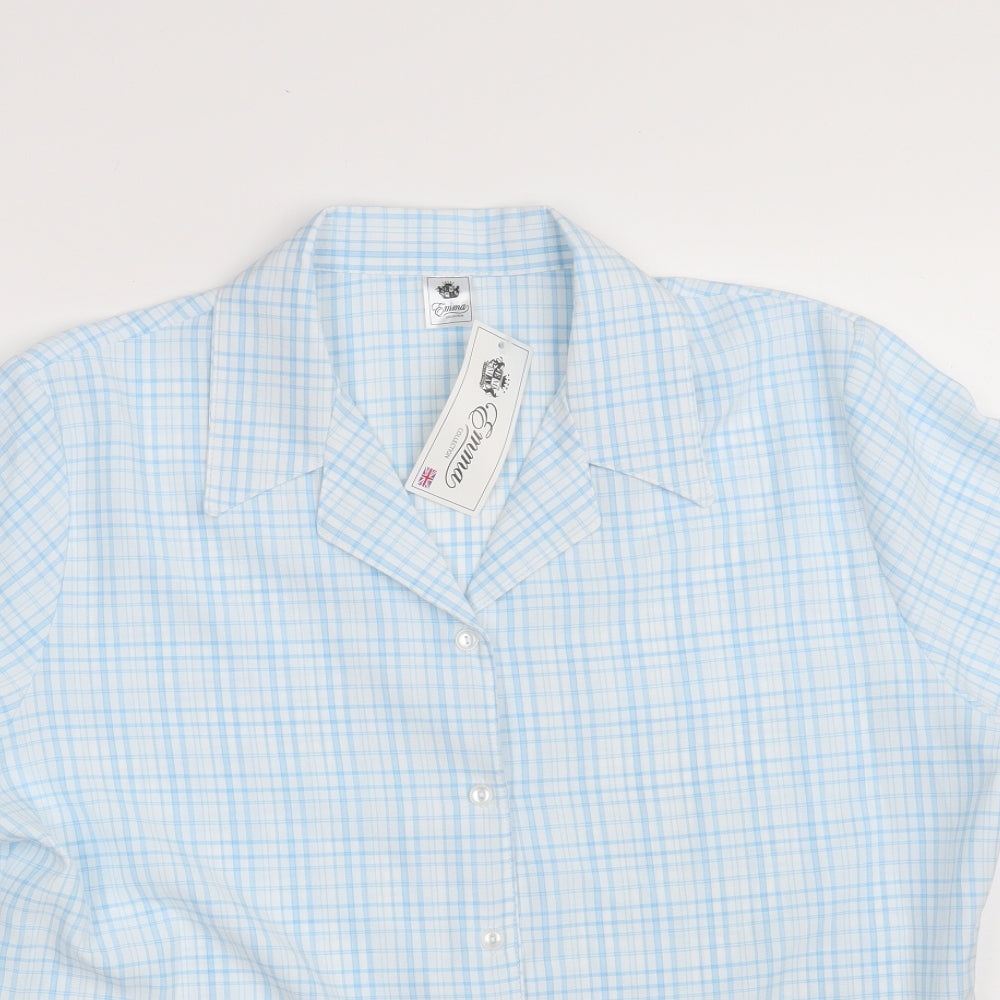 Womens UK Size 18 Emma Collection Blue Basic Button-Up