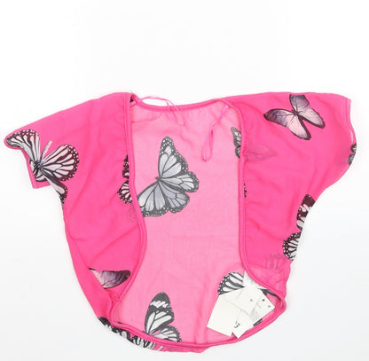 E-vie Girls Pink Animal Print 100% Polyester Basic Blouse Size 3 Years V-Neck  - Butterfly
