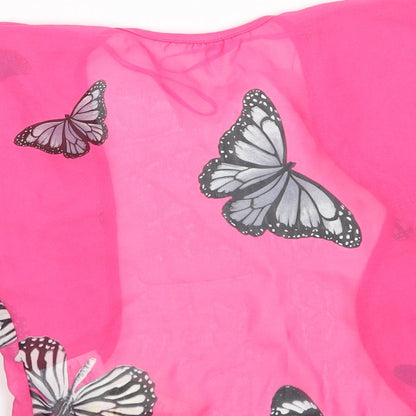 E-vie Girls Pink Animal Print 100% Polyester Basic Blouse Size 3 Years V-Neck  - Butterfly