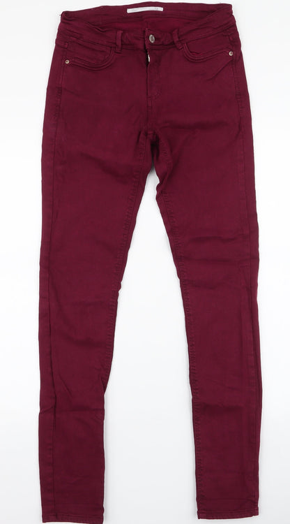 Zara Womens Purple  Polyester Skinny Jeans Size 8 L30 in Regular Zip