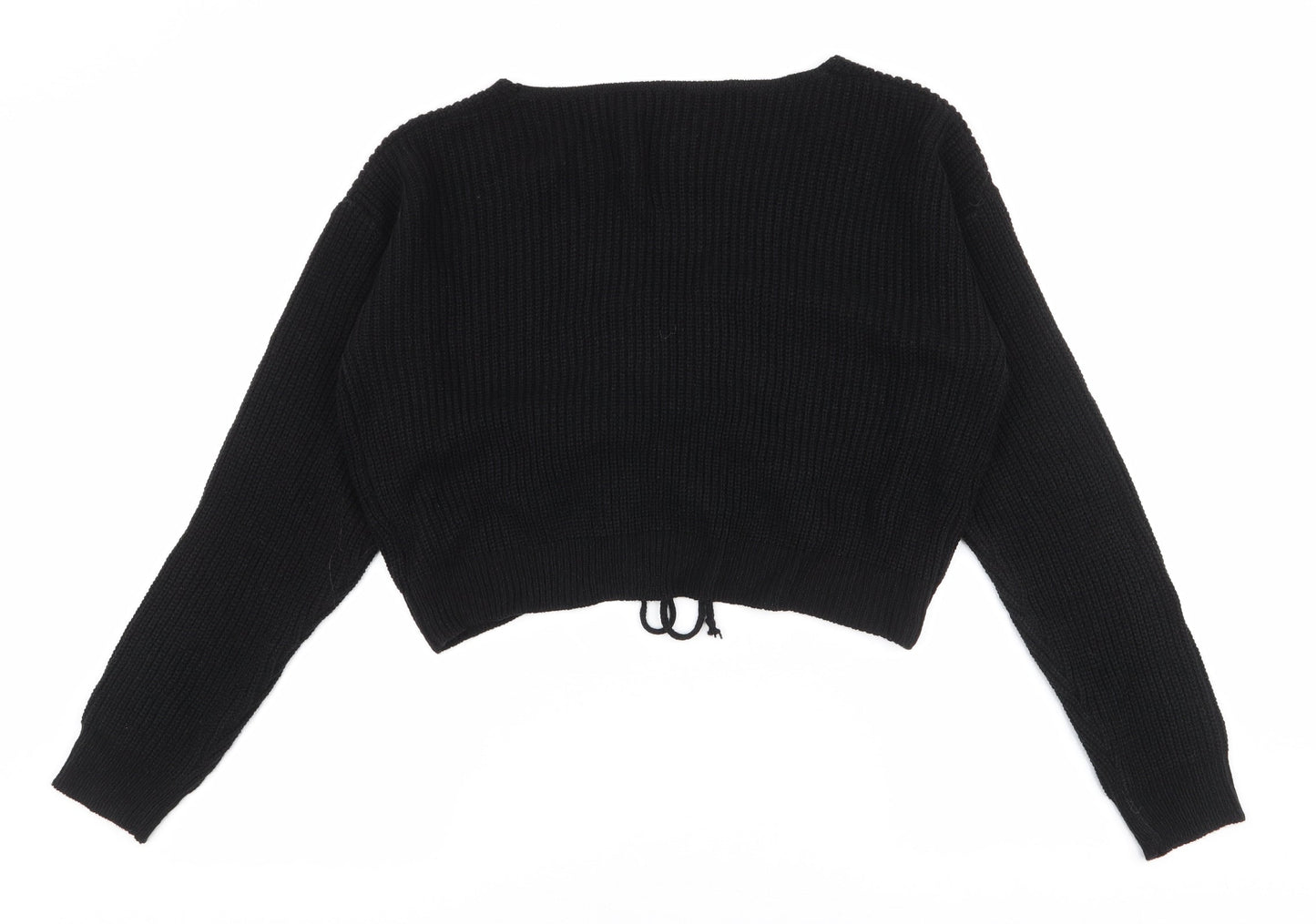 SheIn Womens Black V-Neck  Acrylic Pullover Jumper Size M