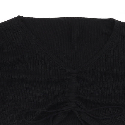 SheIn Womens Black V-Neck  Acrylic Pullover Jumper Size M