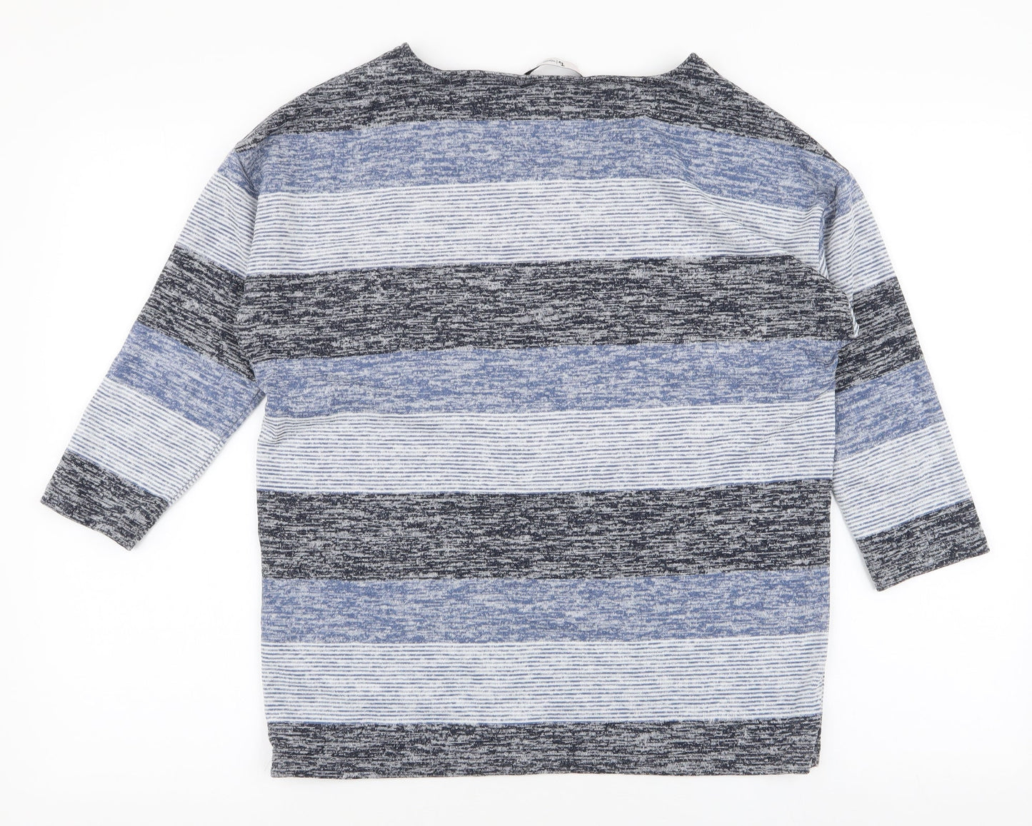 TU Womens Blue Round Neck Striped Polyester Pullover Jumper Size 10