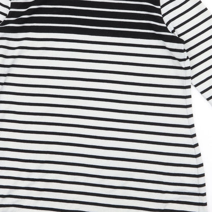 F&F Womens White Round Neck Striped Polyester Pullover Jumper Size 12