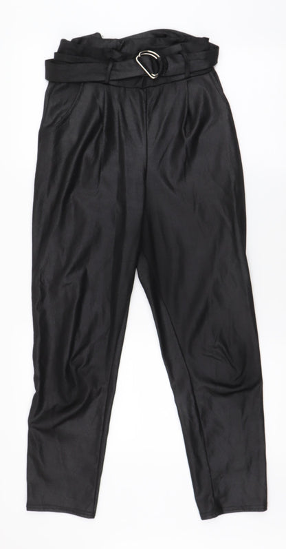 Womens UK Size 8 PRETTYLITTLETHING Regular Fit Dress Pants Black Trousers