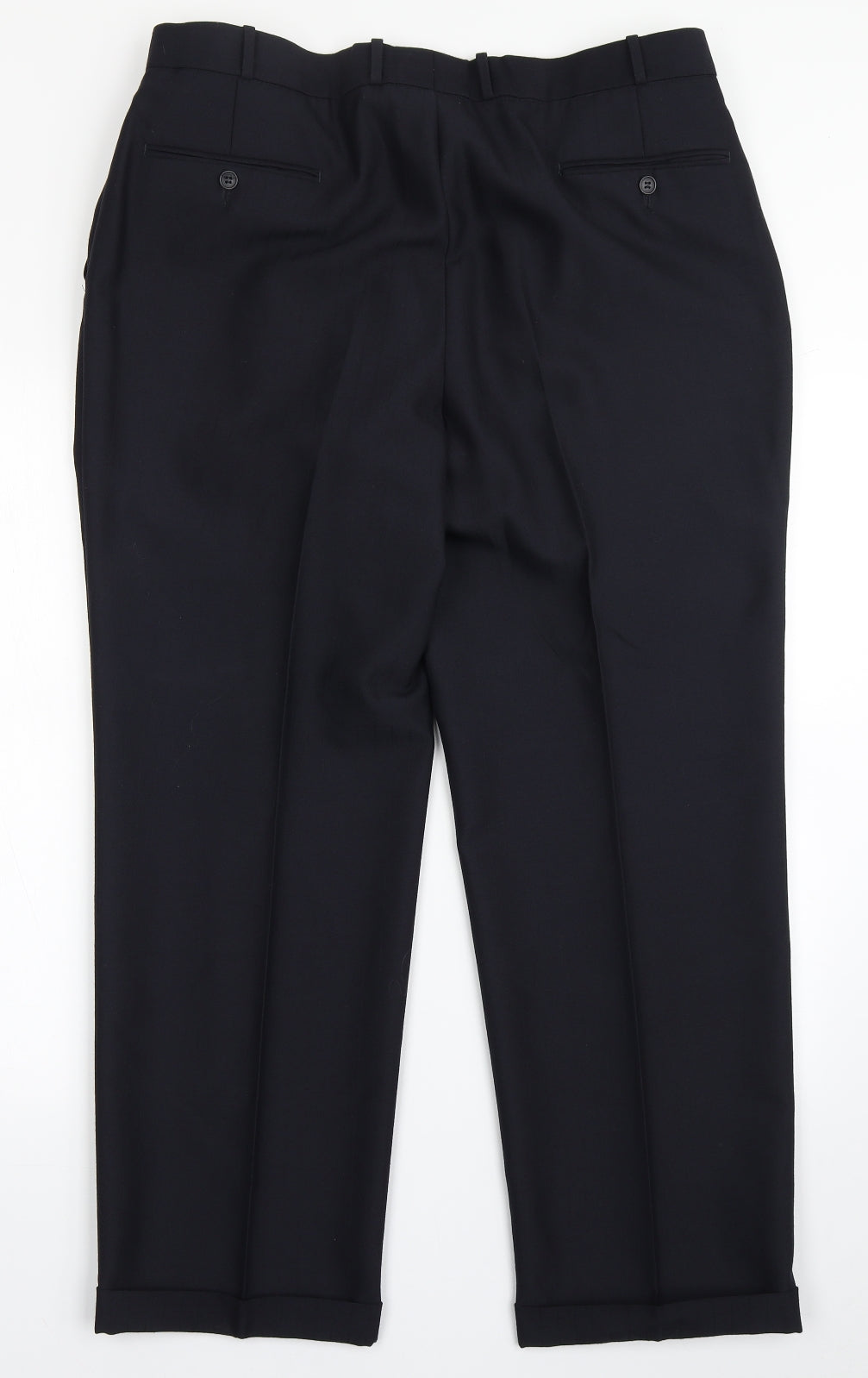 Douglas Mens Blue  Polyester Dress Pants Trousers Size 38 L28 in Regular Button - Short Leg