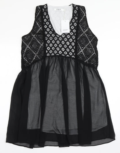 Sweewe Womens Black  Polyester Fit & Flare  Size M  V-Neck Pullover