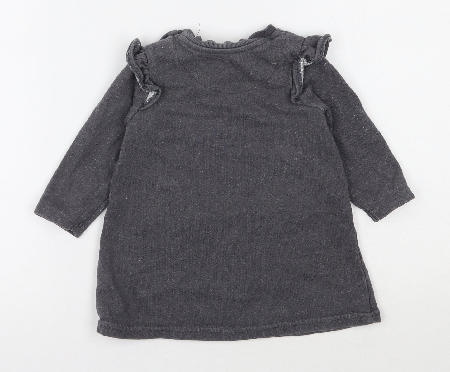 George Girls Grey  Cotton Jersey Casual Size 6-9 Months Round Neck Snap