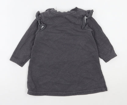 George Girls Grey  Cotton Jersey Casual Size 6-9 Months Round Neck Snap