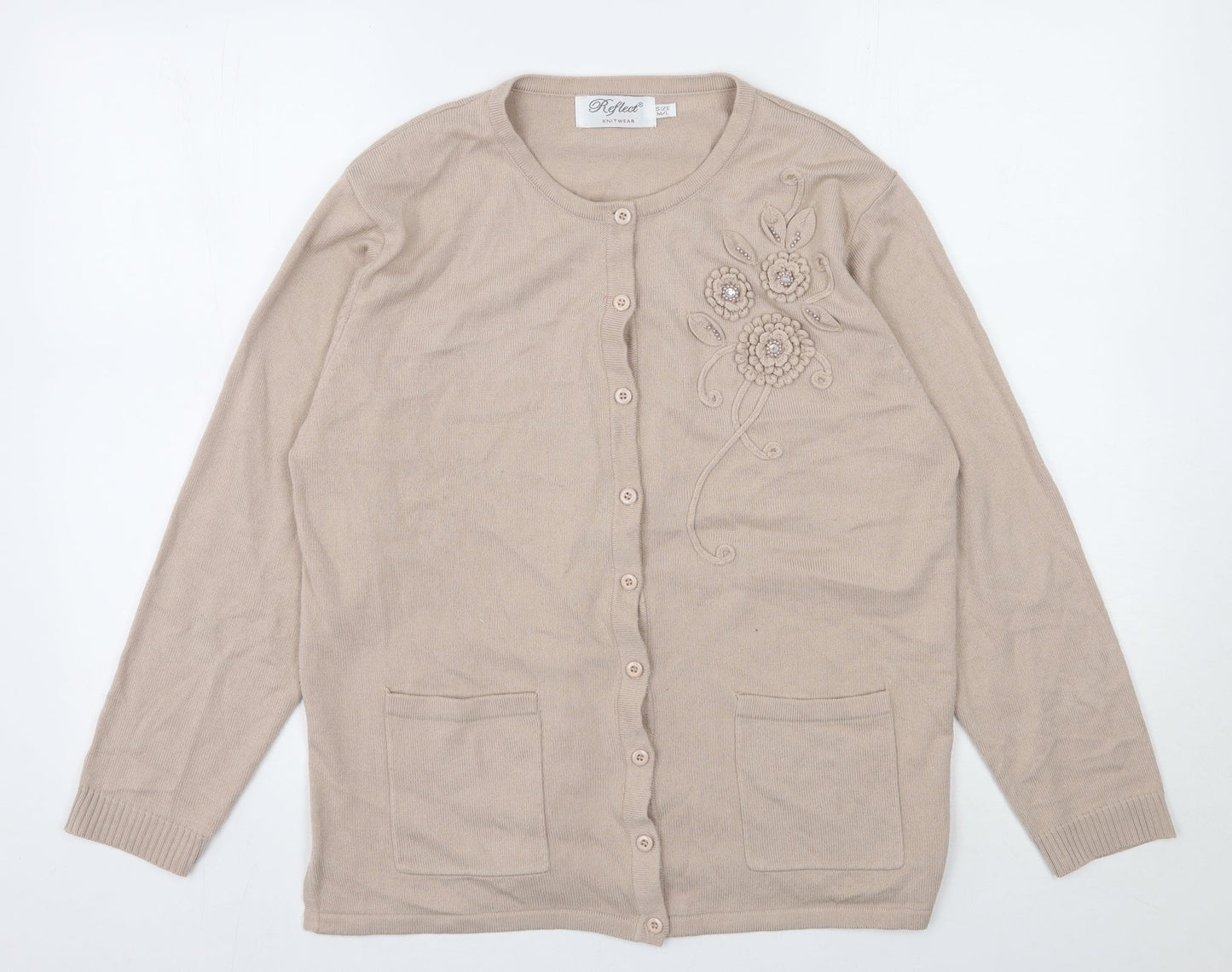 Womens UK Size M Reflect Beige Cardigan Jumper