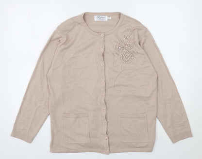 Womens UK Size M Reflect Beige Cardigan Jumper
