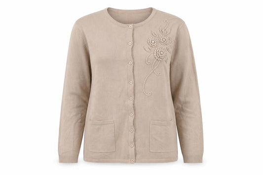 Womens UK Size M Reflect Beige Cardigan Jumper