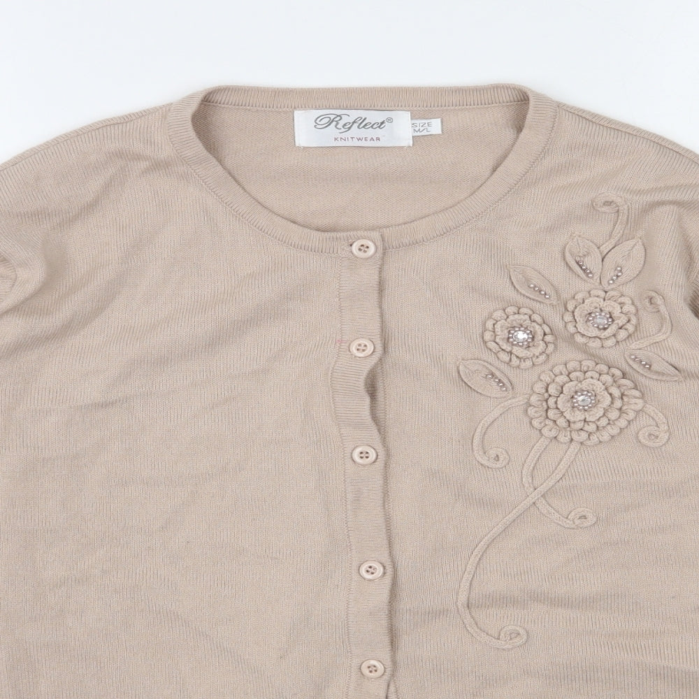Womens UK Size M Reflect Beige Cardigan Jumper