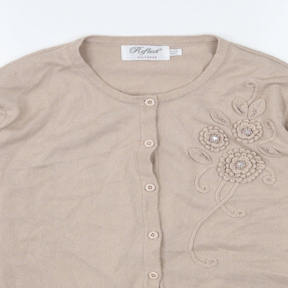 Womens UK Size M Reflect Beige Cardigan Jumper
