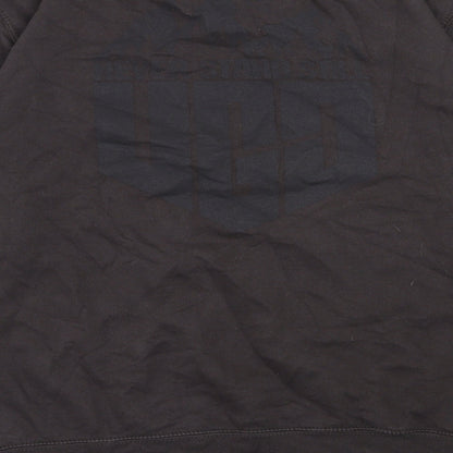 Brand and care label for UGD men’s grey cotton pullover sweatshirt, size L