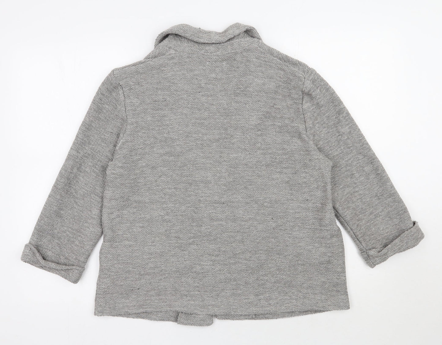 TU Womens Grey V-Neck  Polyester Cardigan Jumper Size 12