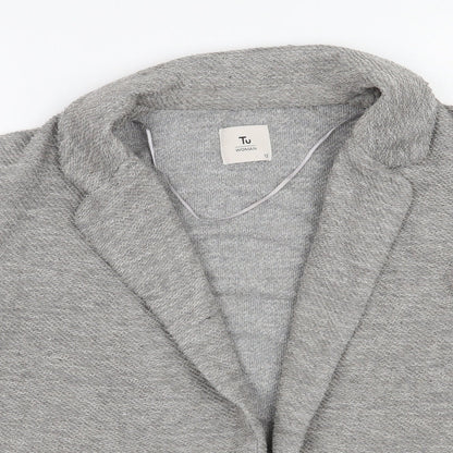 TU Womens Grey V-Neck  Polyester Cardigan Jumper Size 12