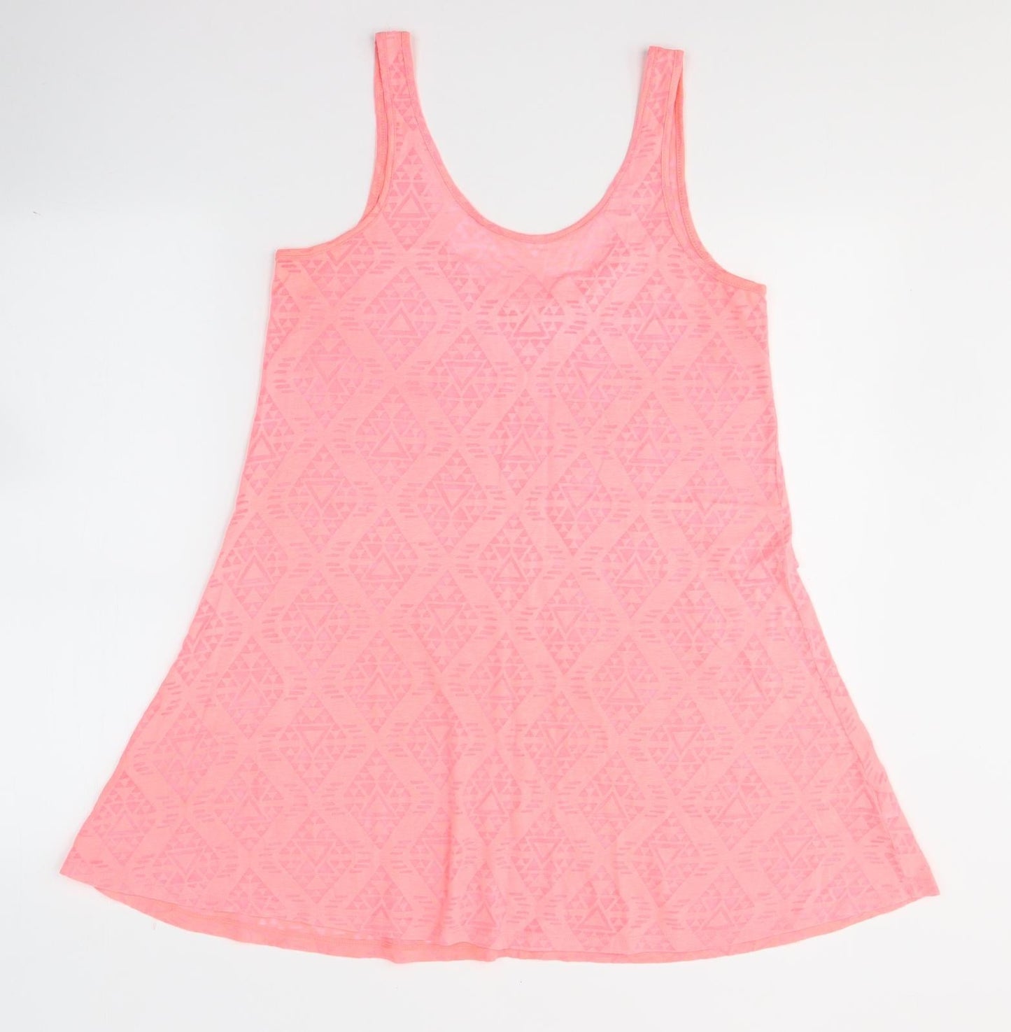 Papaya Womens Pink Geometric Cotton Tunic Tank Size 8 Round Neck