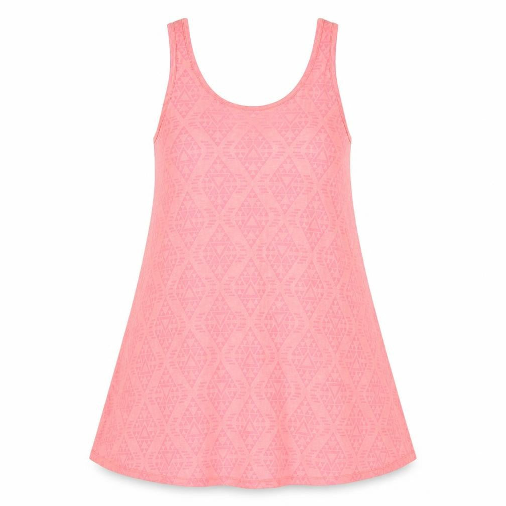 Front view of Papaya women’s pink geometric cotton tunic tank, size UK 8, round neck
