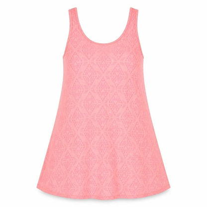 Front view of Papaya women’s pink geometric cotton tunic tank, size UK 8, round neck
