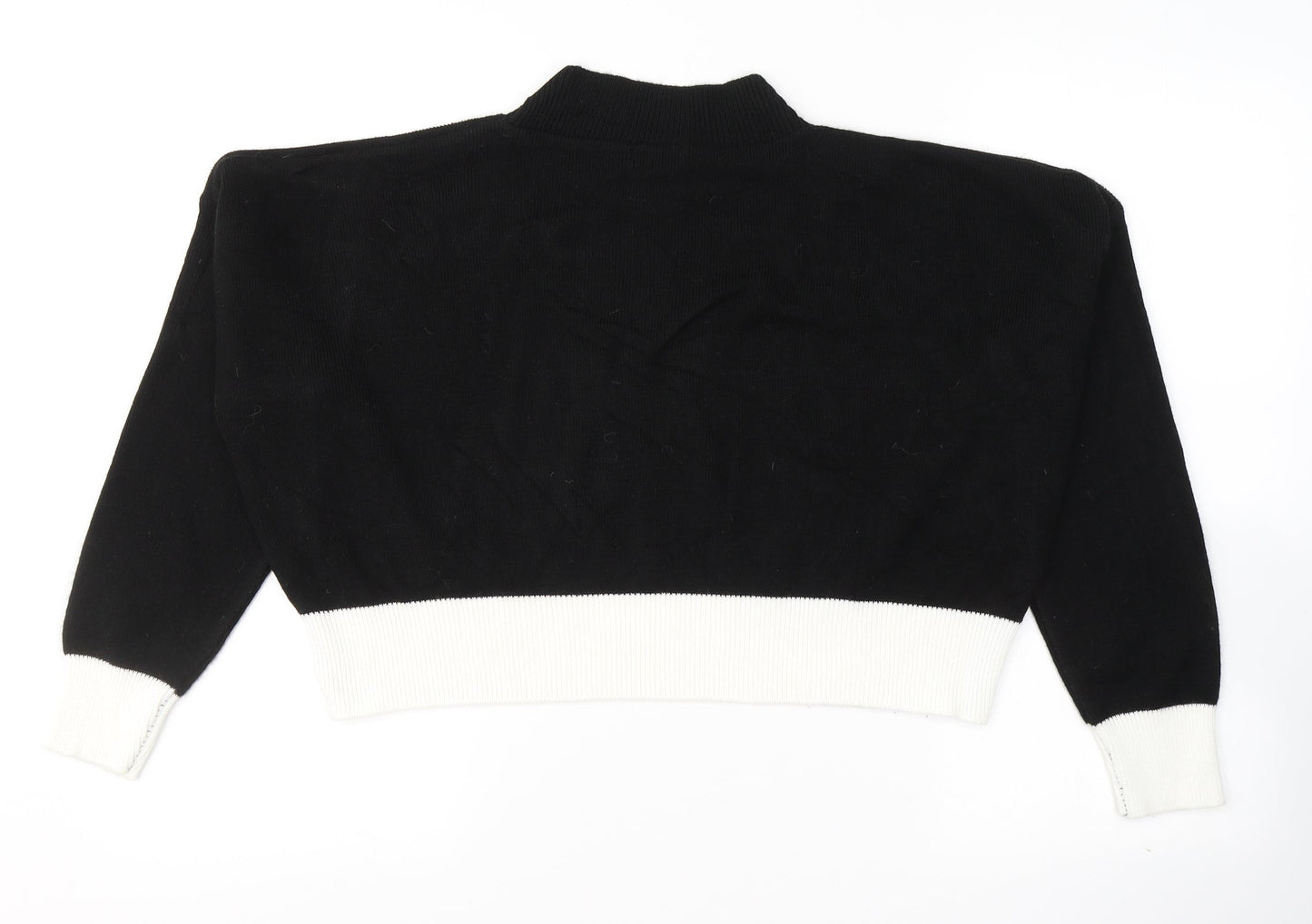 Womens UK Size L PRETTYLITTLETHING Black Cropped T-Shirt