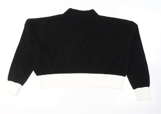 Womens UK Size L PRETTYLITTLETHING Black Cropped T-Shirt
