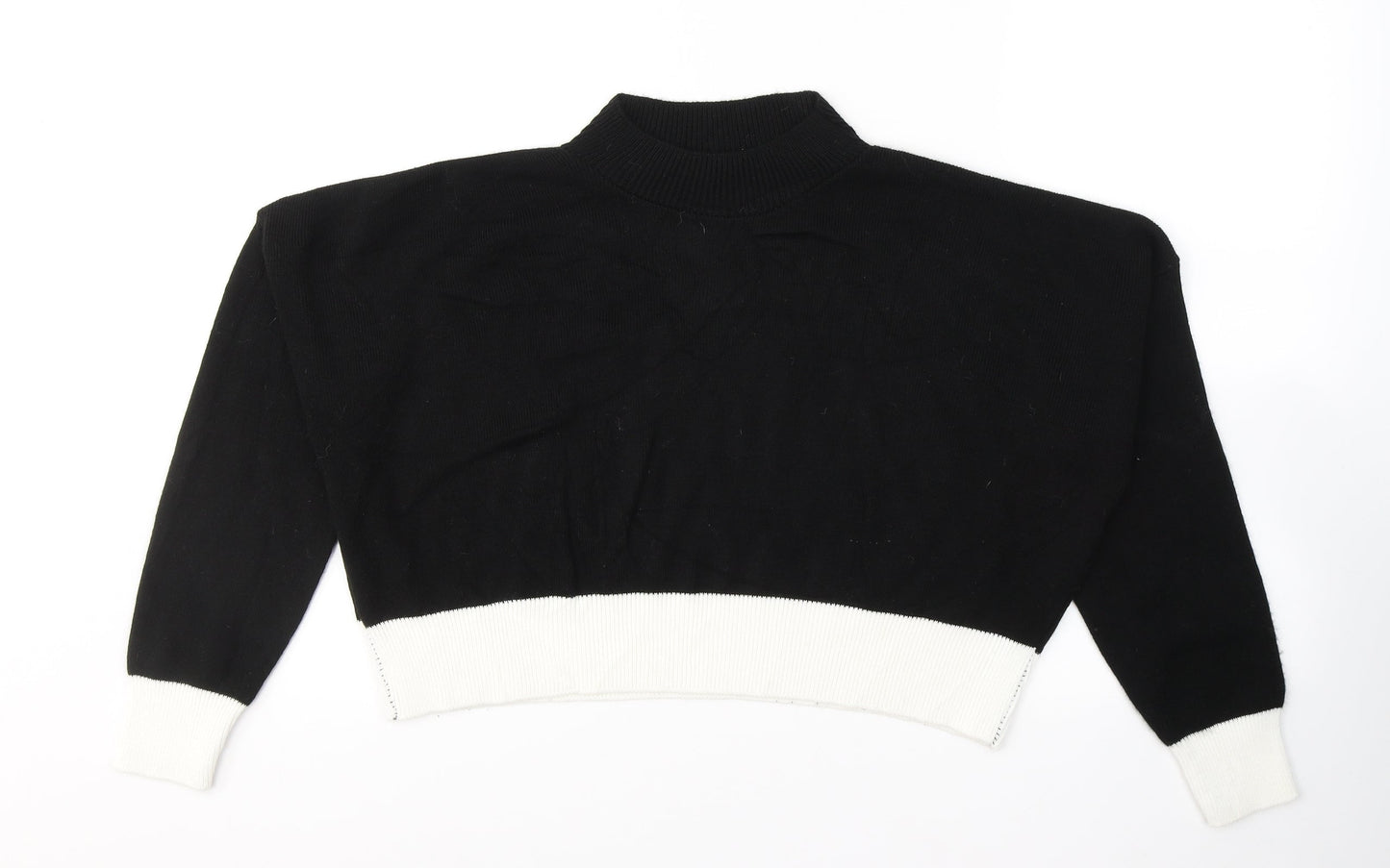 Womens UK Size L PRETTYLITTLETHING Black Cropped T-Shirt