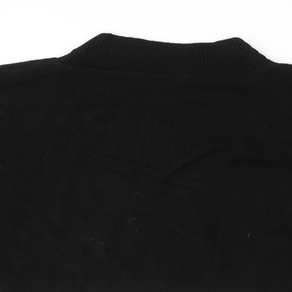 Womens UK Size L PRETTYLITTLETHING Black Cropped T-Shirt