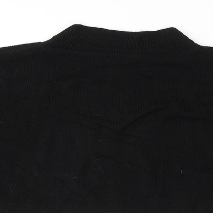 Womens UK Size L PRETTYLITTLETHING Black Cropped T-Shirt
