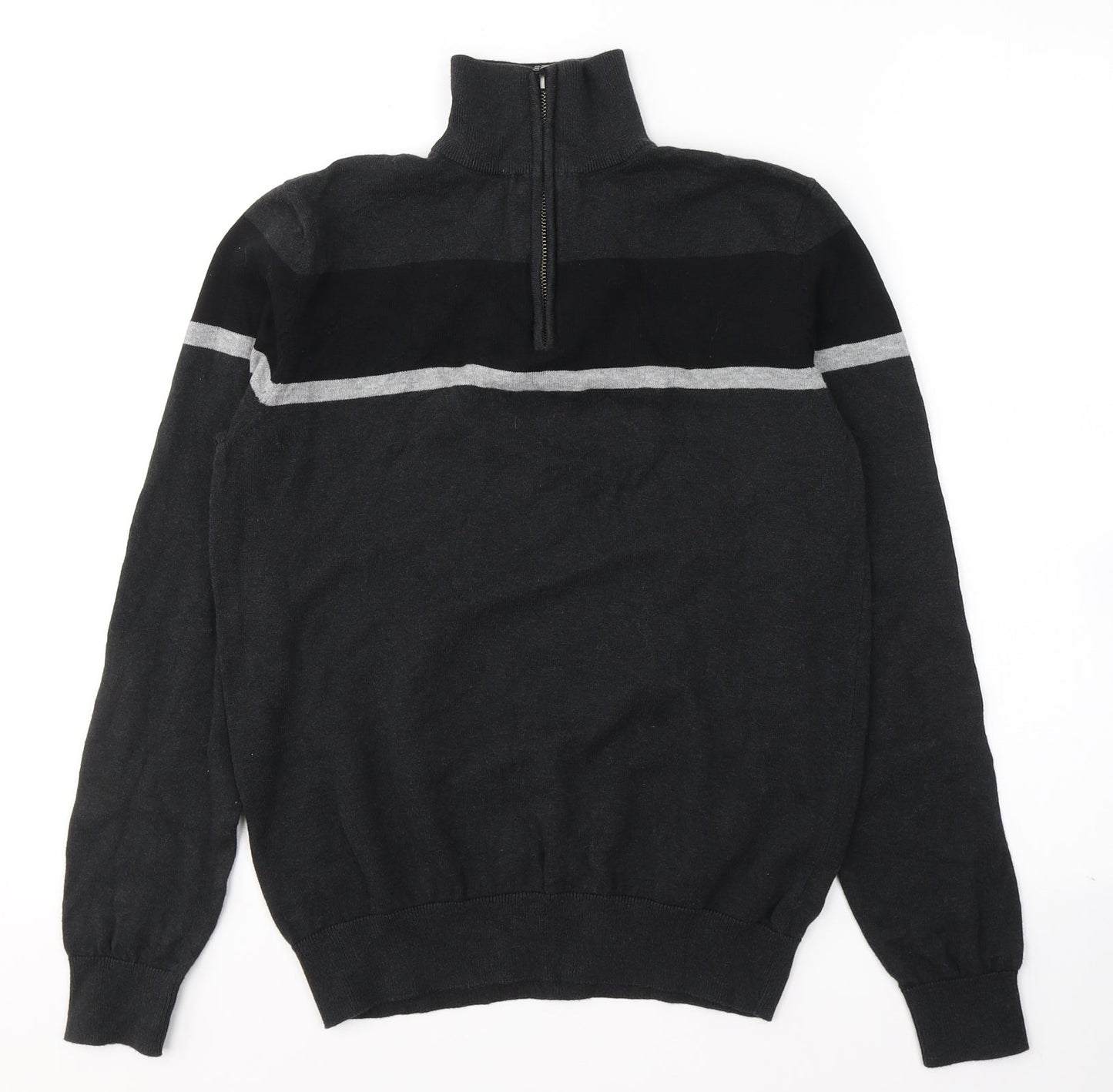TU Mens Black  Cotton Pullover Sweatshirt Size S