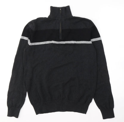 TU Mens Black  Cotton Pullover Sweatshirt Size S