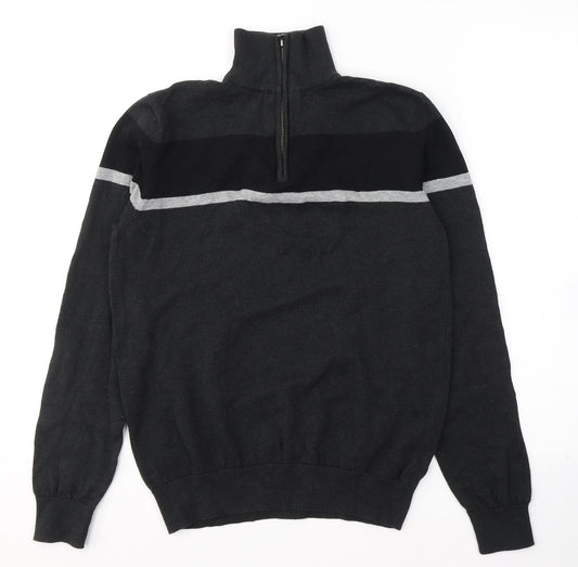 TU Mens Black  Cotton Pullover Sweatshirt Size S