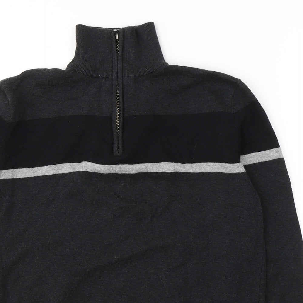 TU Mens Black  Cotton Pullover Sweatshirt Size S